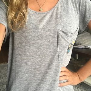 Stevie & Co Gray T-Shirt with Embroidered Pocket